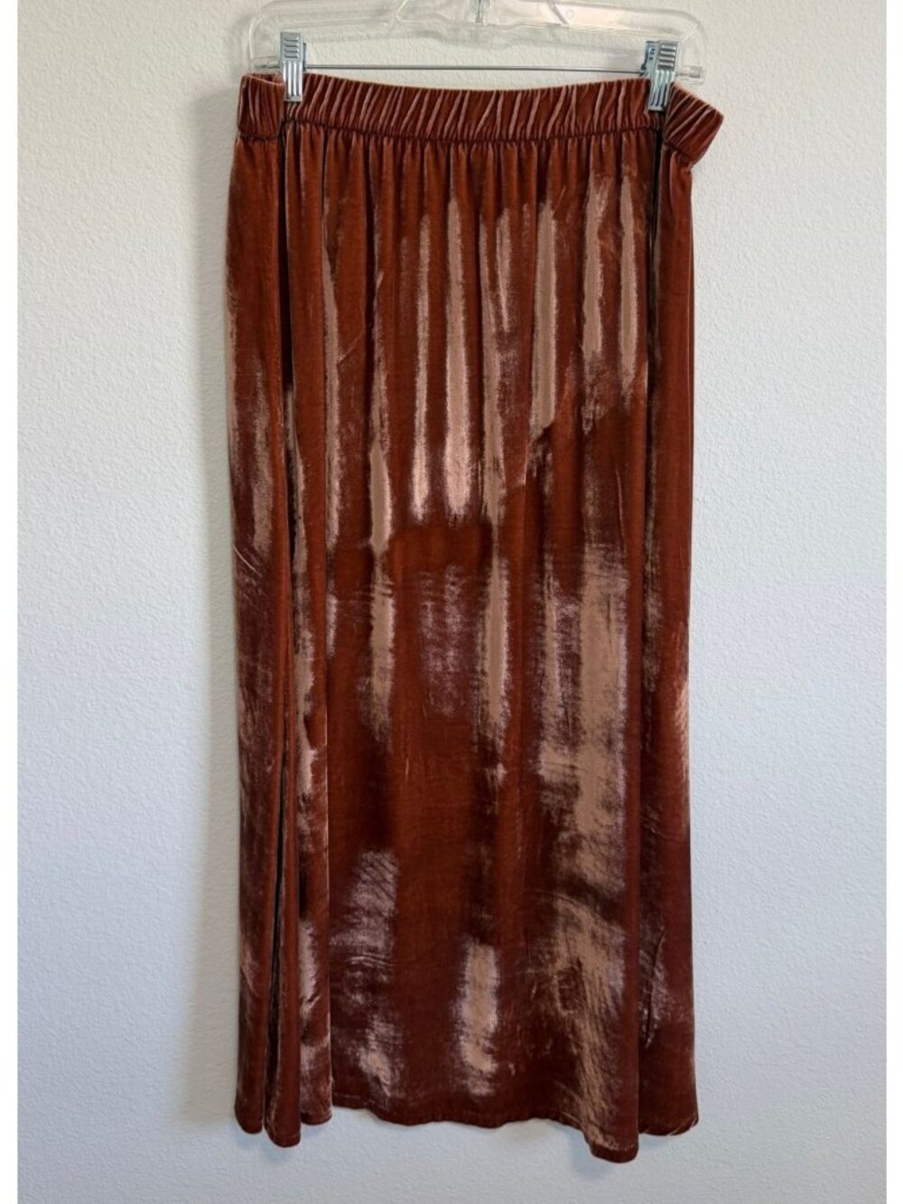 Eileen Fisher Silk Blend Brown Velour Pull On A-Line Skirt Women's Size M